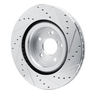Acura MDX Brake Rotor (1) - Front Left - R1 Concepts - Drilled & Slotted - Silver - `22-`26